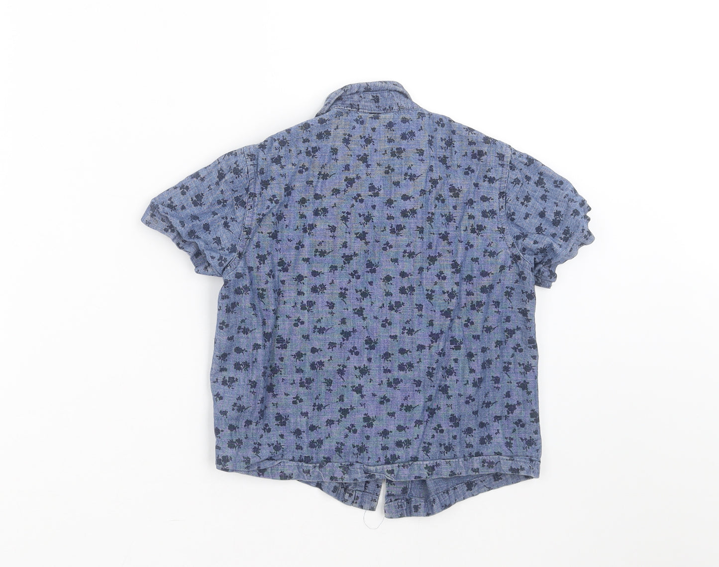 NEXT Boys Blue Floral Denim Basic Button-Up Size 3-4 Years