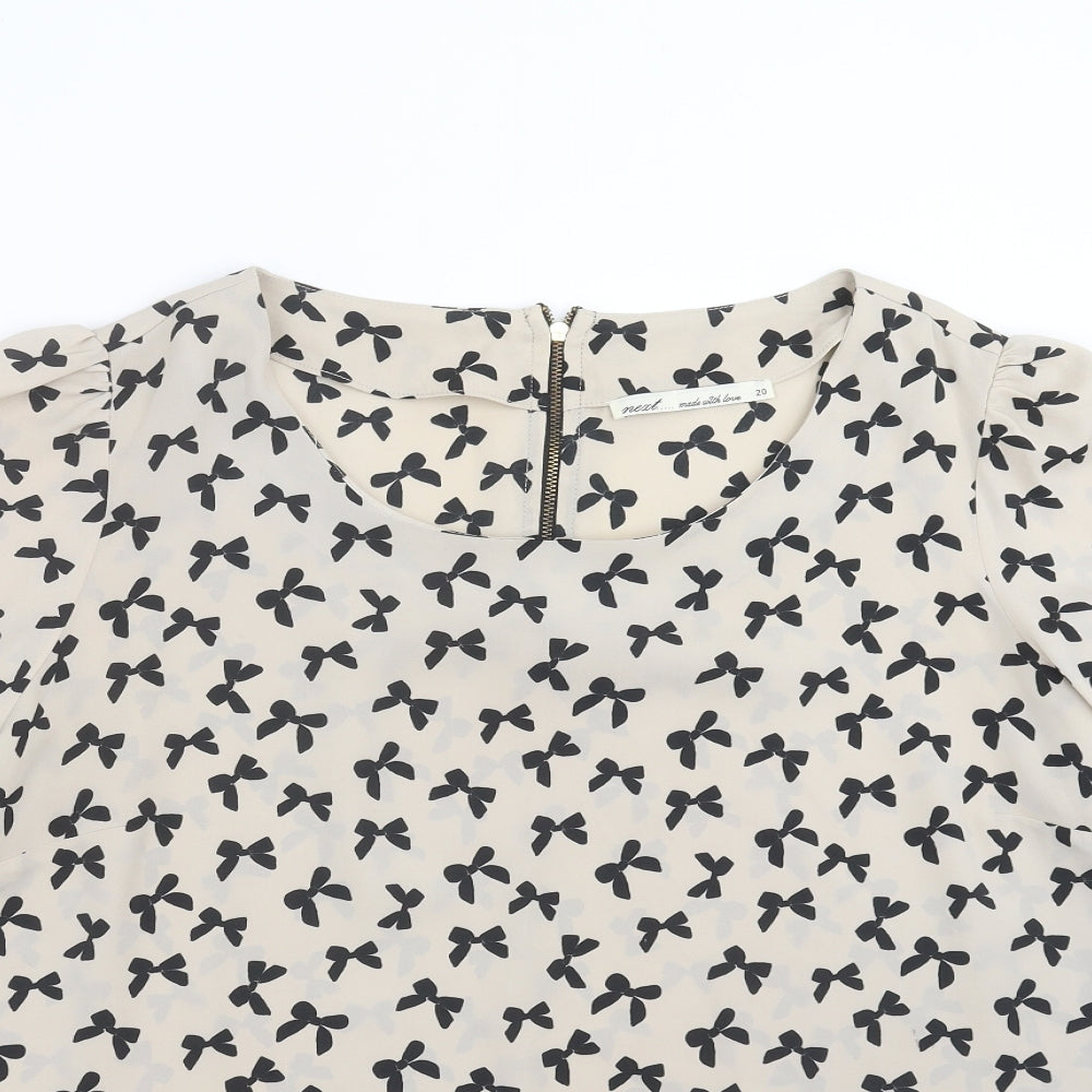 NEXT Womens Beige   Basic Blouse Size 20  - bow pattern