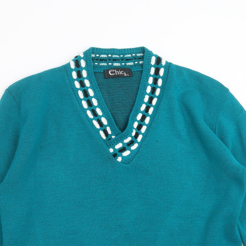 CHIC Womens Green  Knit Pullover Jumper Size M