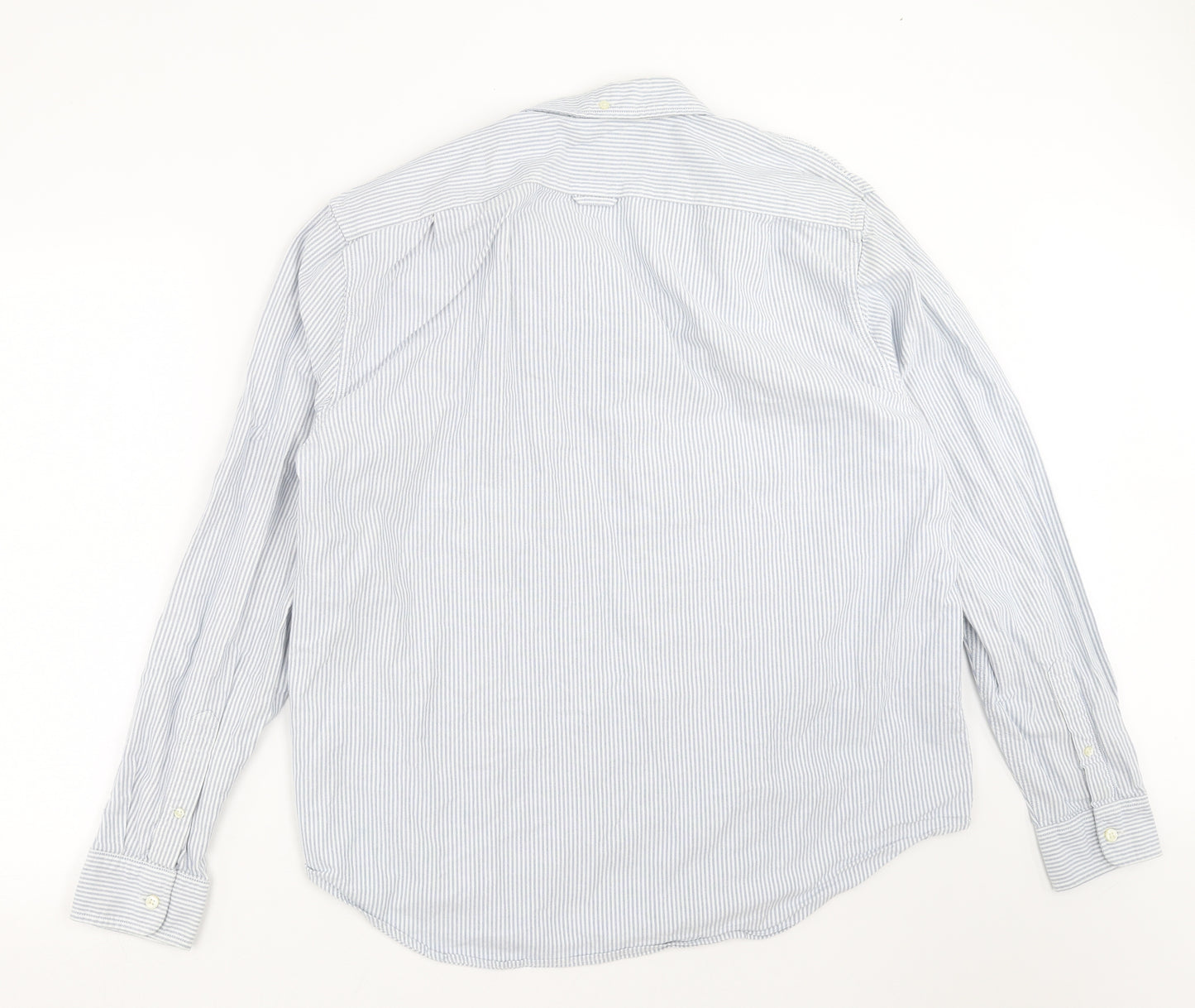Lacoste Mens Blue Striped   Button-Up Size 2XL