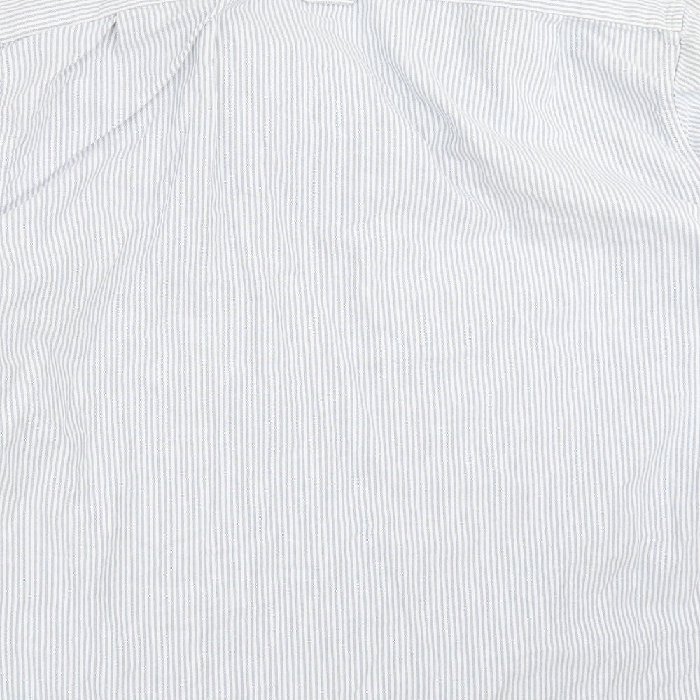Lacoste Mens Blue Striped   Button-Up Size 2XL