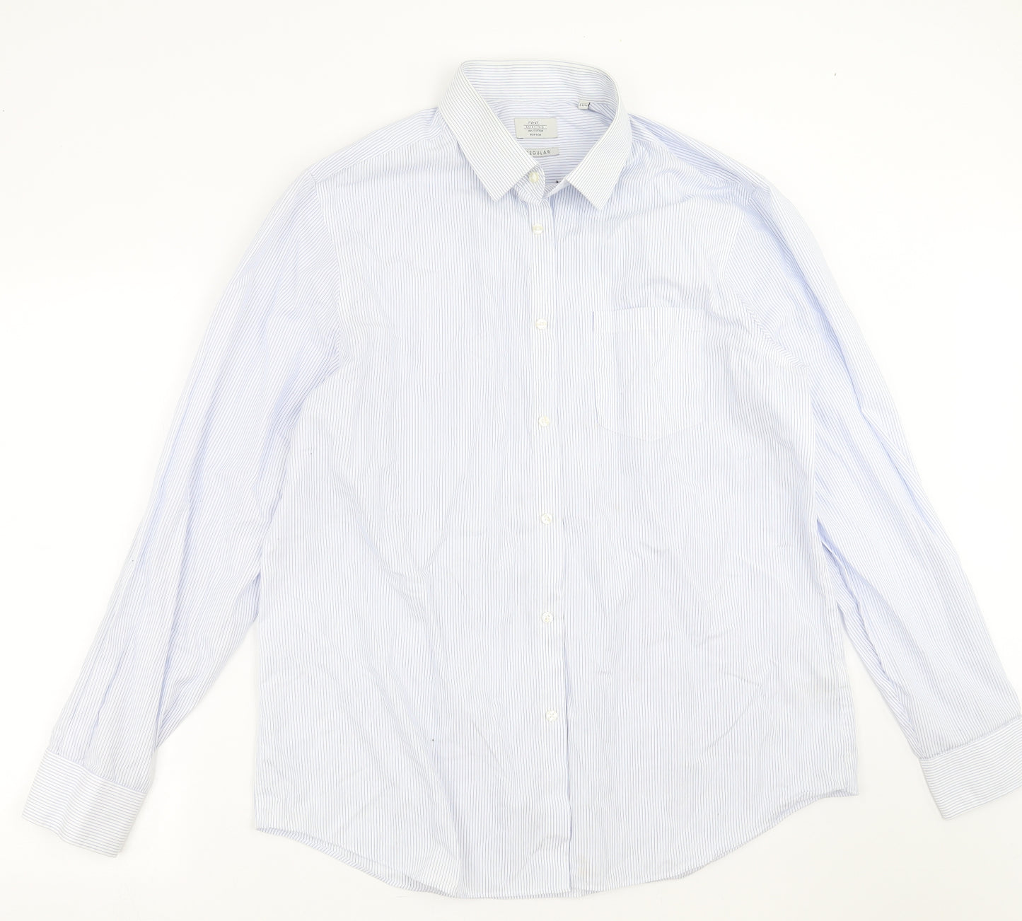NEXT Mens Blue Striped   Dress Shirt Size 17.5