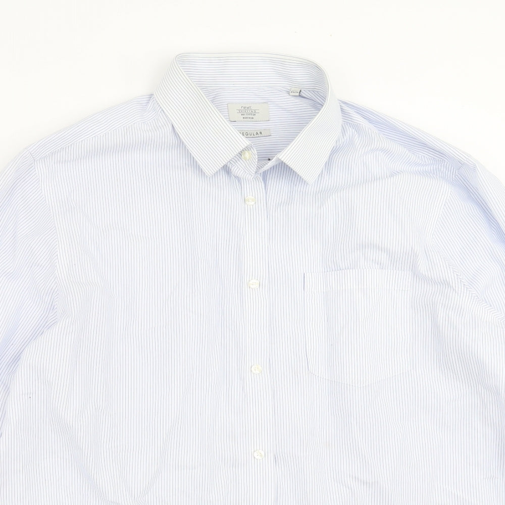 NEXT Mens Blue Striped   Dress Shirt Size 17.5