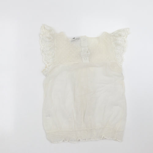Warehouse Womens Ivory   Basic Blouse Size 12  - sheer, lace detail
