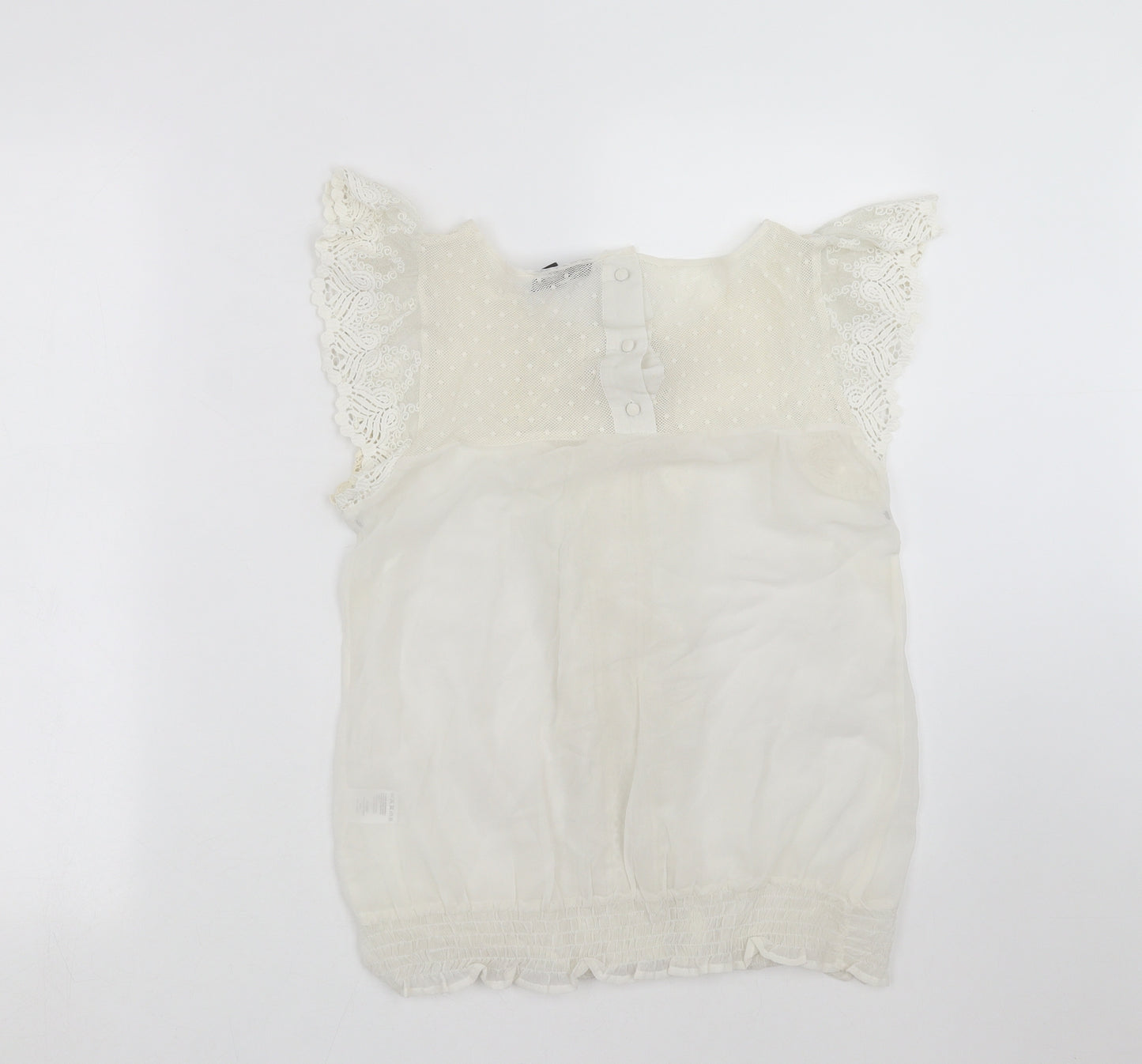Warehouse Womens Ivory   Basic Blouse Size 12  - sheer, lace detail