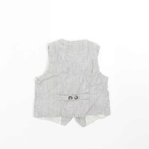 Monsoon Boys Grey Striped  Gilet Waistcoat Size 5 Years