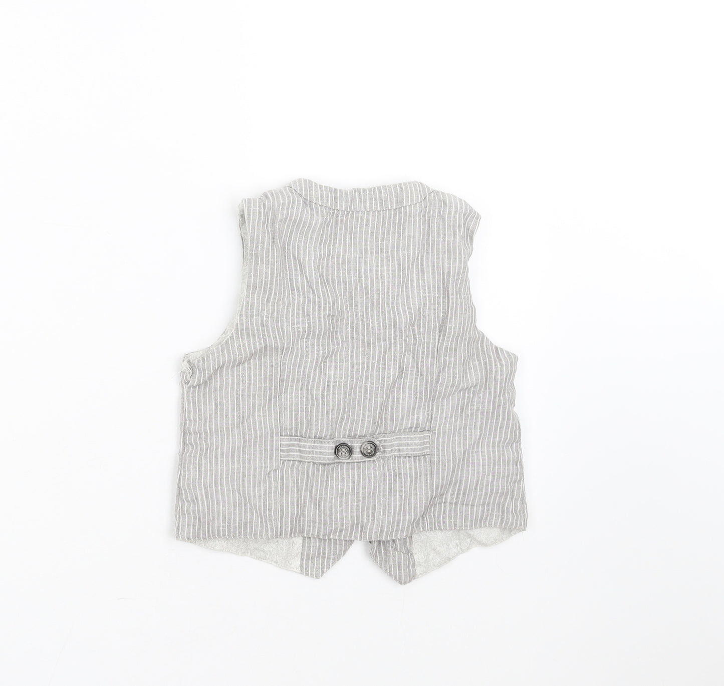 Monsoon Boys Grey Striped  Gilet Waistcoat Size 5 Years