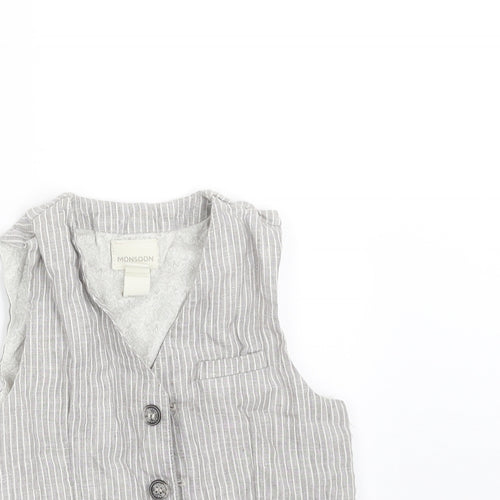 Monsoon Boys Grey Striped  Gilet Waistcoat Size 5 Years