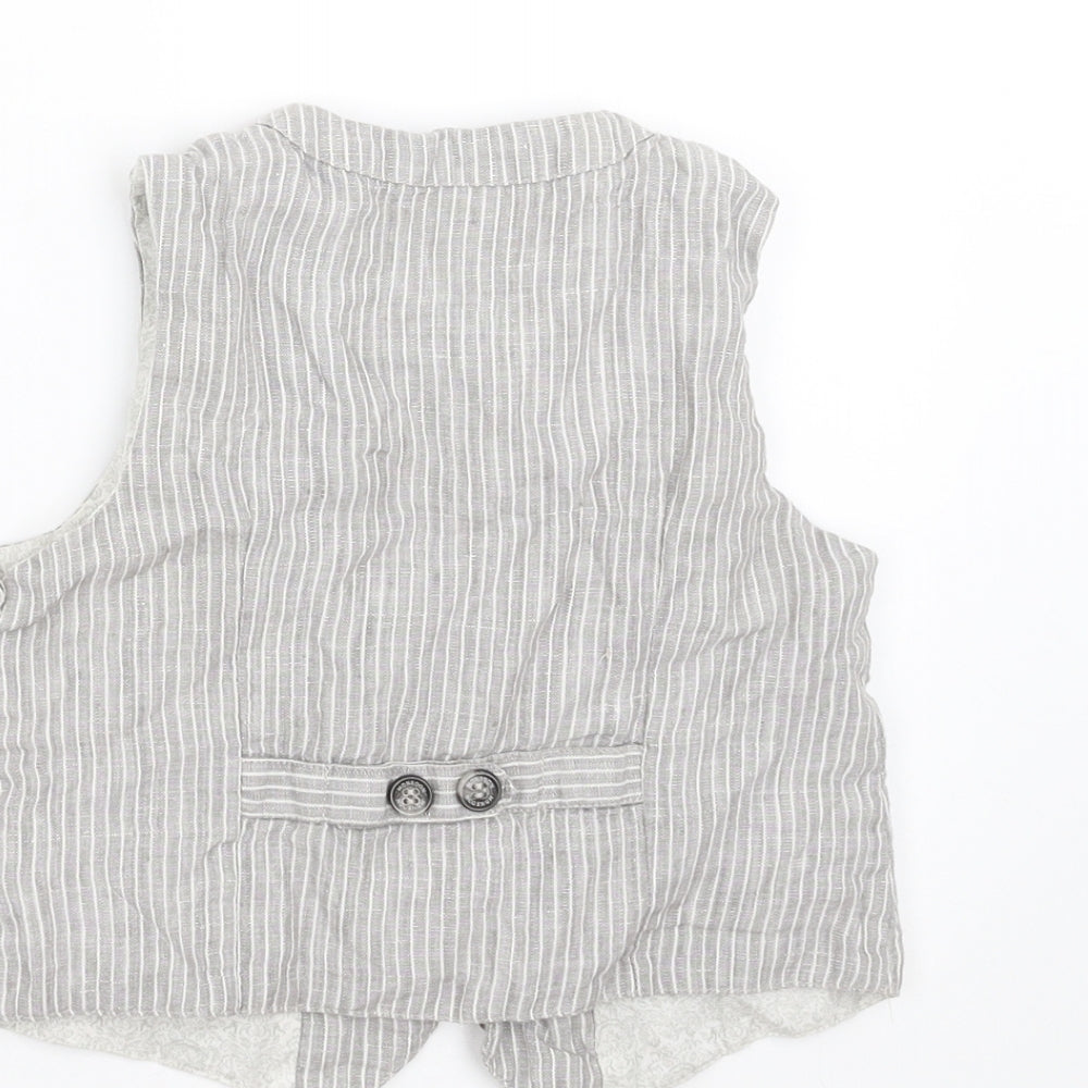 Monsoon Boys Grey Striped  Gilet Waistcoat Size 5 Years