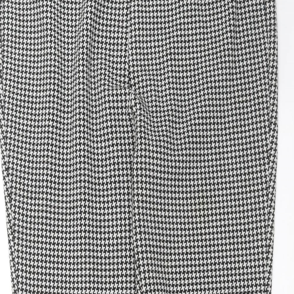 Marks and Spencer Womens Black Geometric  Carrot Trousers Size 10 L28 in