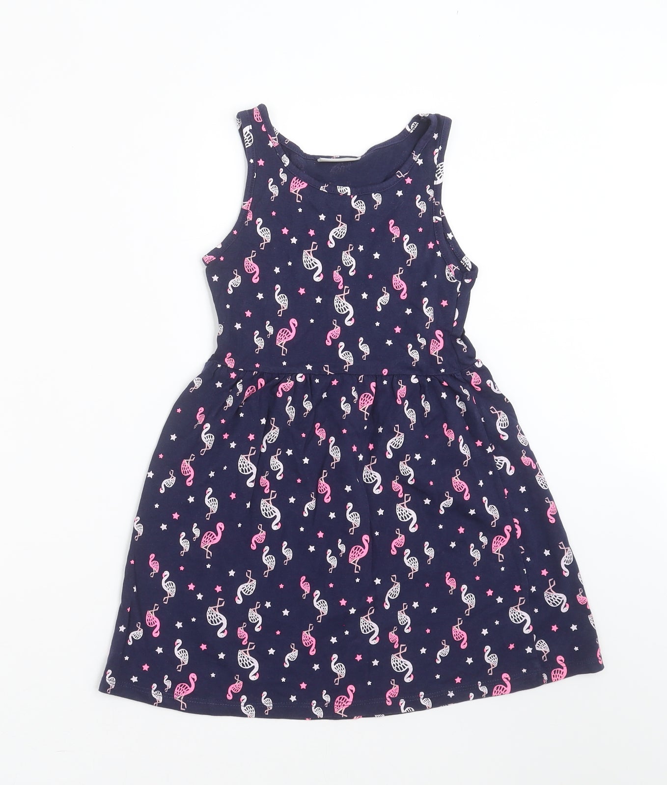 Matalan Girls Blue   Fit & Flare  Size 5 Years  - flamingo