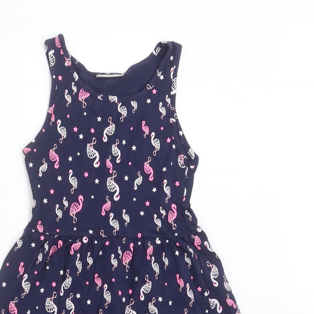 Matalan Girls Blue   Fit & Flare  Size 5 Years  - flamingo