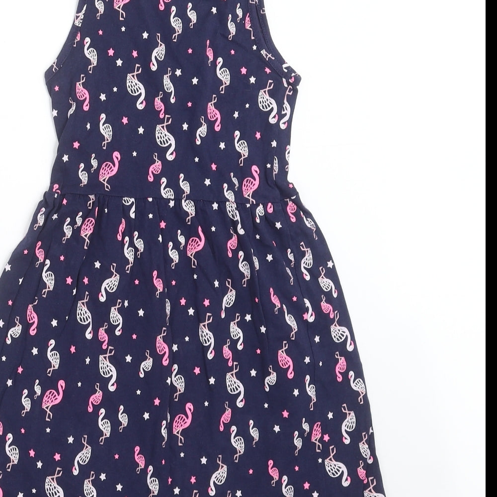 Matalan Girls Blue   Fit & Flare  Size 5 Years  - flamingo
