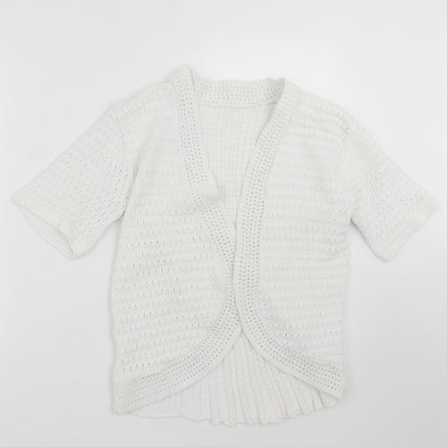 Preworn Womens White Striped Knit Cardigan Jumper Size S
