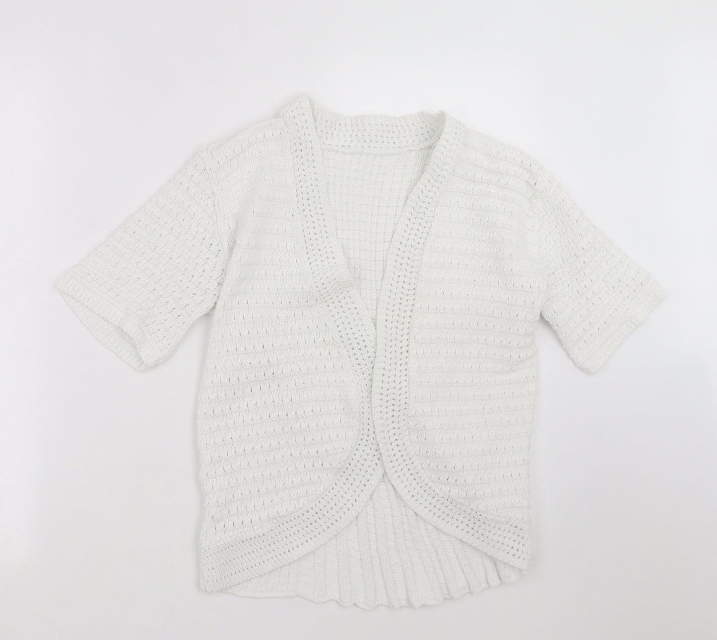 Preworn Womens White Striped Knit Cardigan Jumper Size S