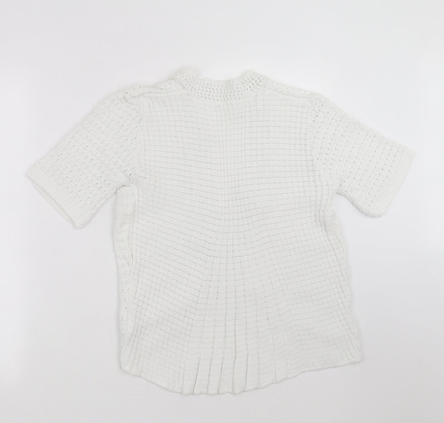 Preworn Womens White Striped Knit Cardigan Jumper Size S