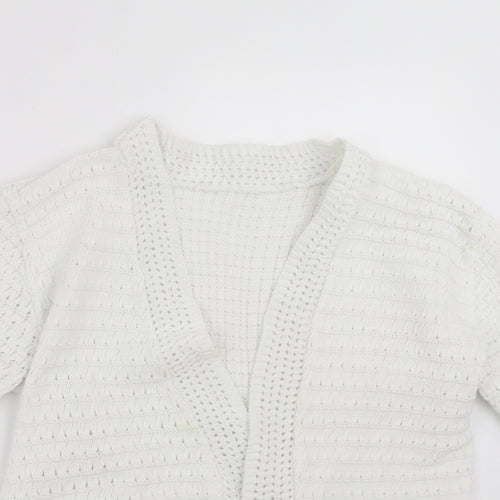 Preworn Womens White Striped Knit Cardigan Jumper Size S