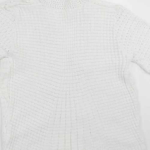 Preworn Womens White Striped Knit Cardigan Jumper Size S