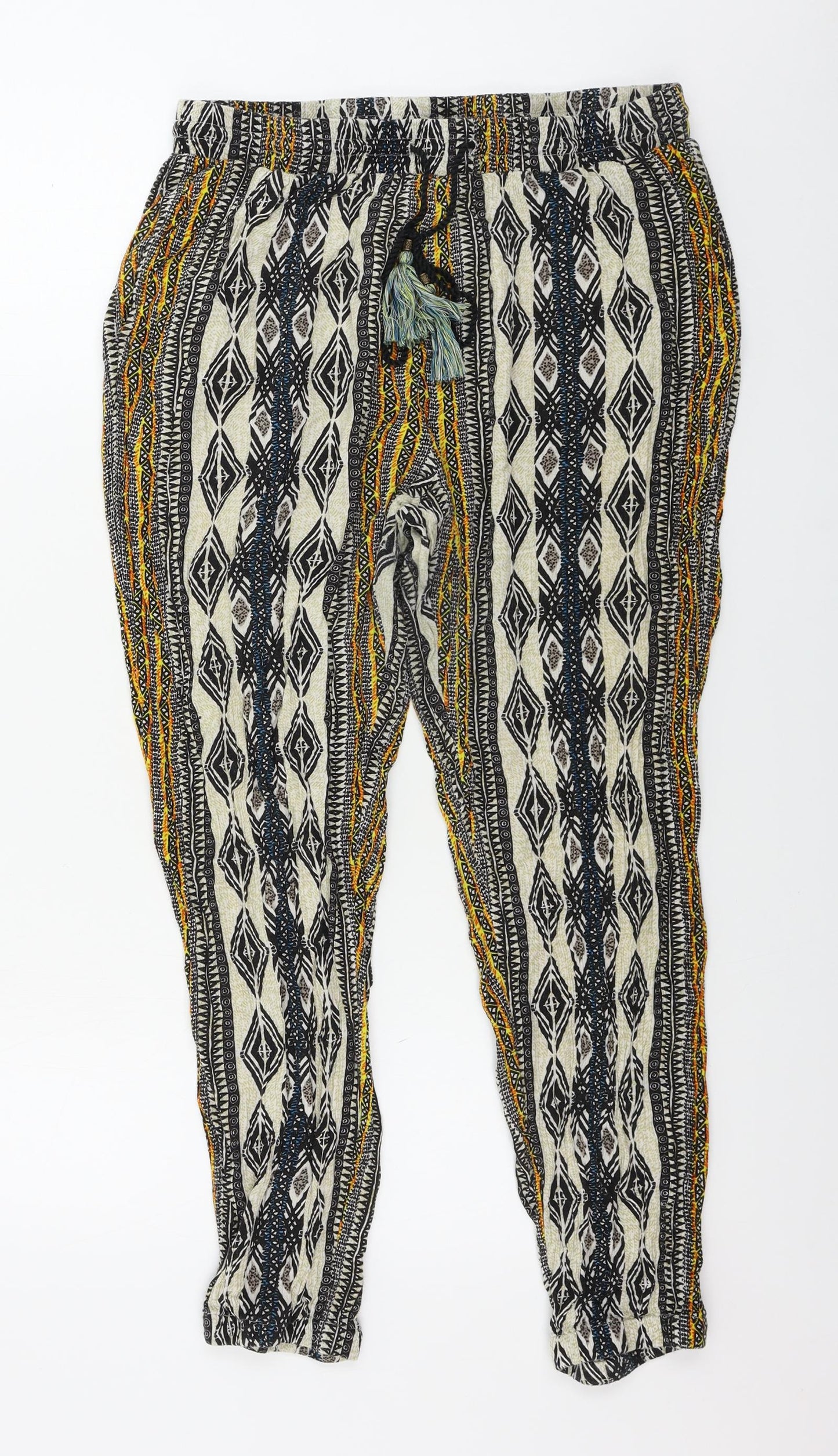 George  Womens Beige Geometric  Trousers  Size 14 L22 in