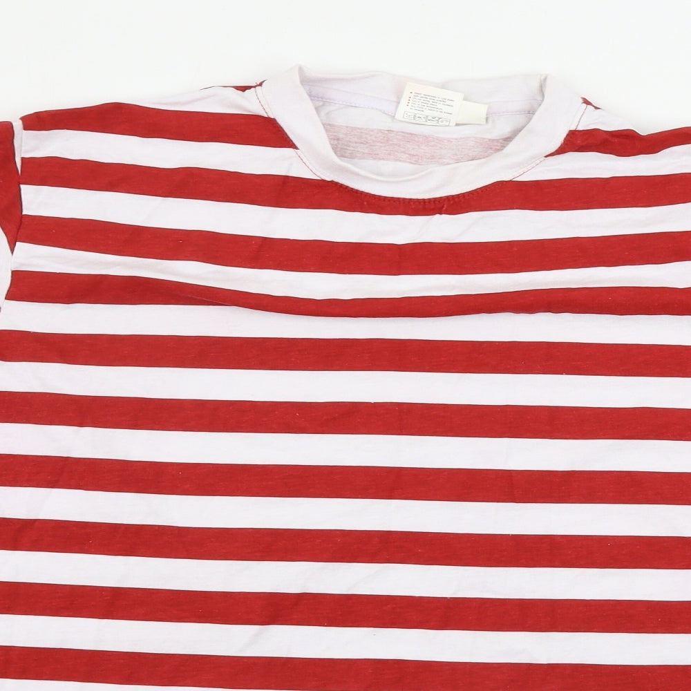 Wicked Fun Mens White Striped   T-Shirt Size L