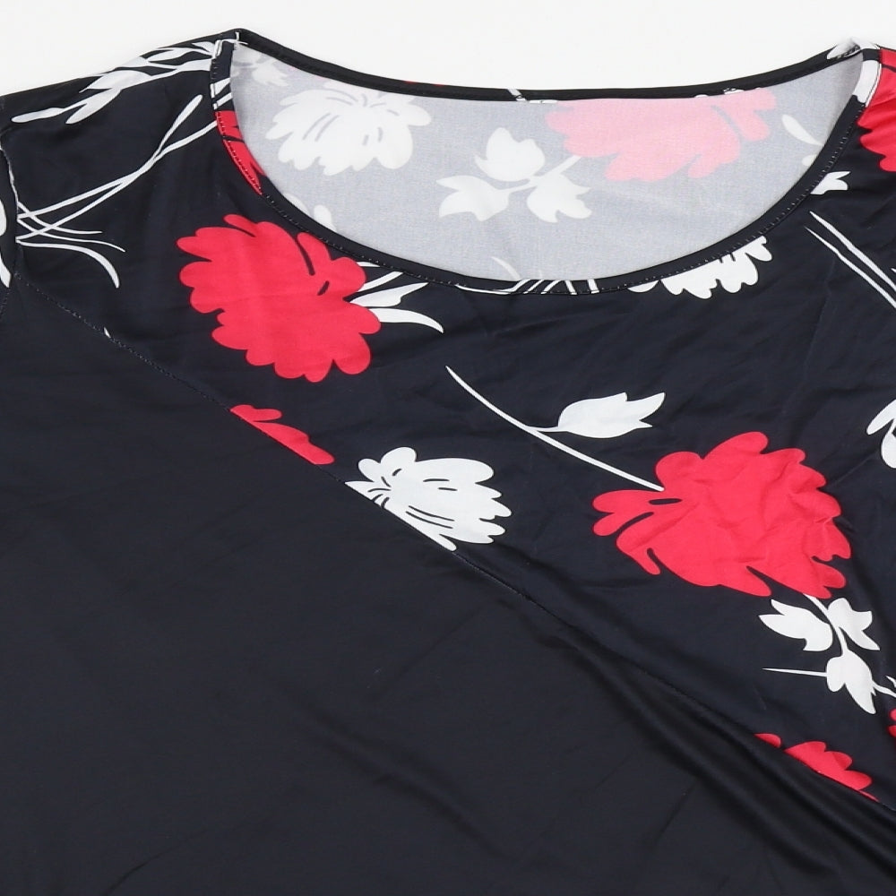 Preworn  Womens Black Floral  Basic Blouse Size L