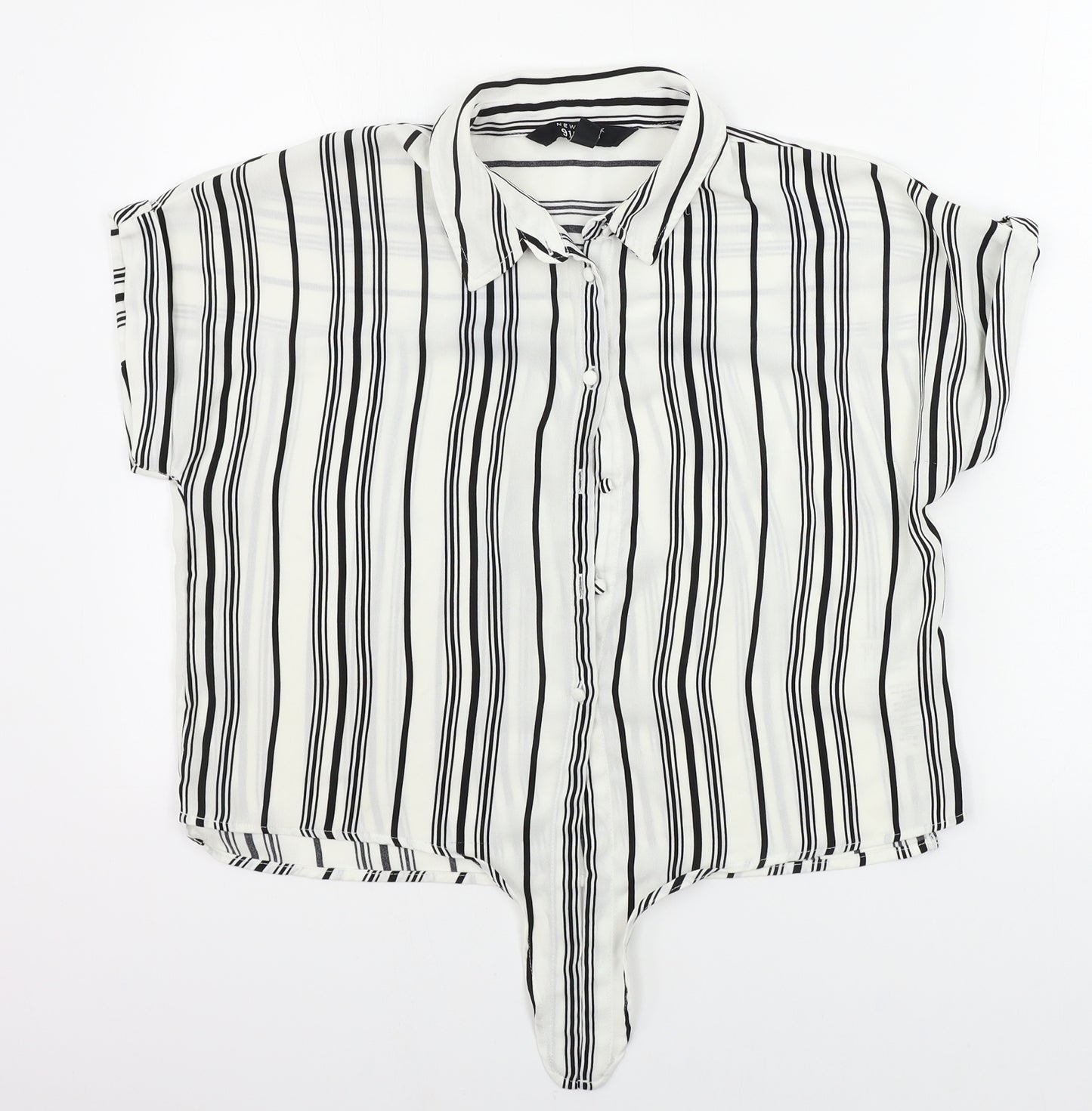 New Look  Girls White Striped  Basic Button-Up Size 14 Years