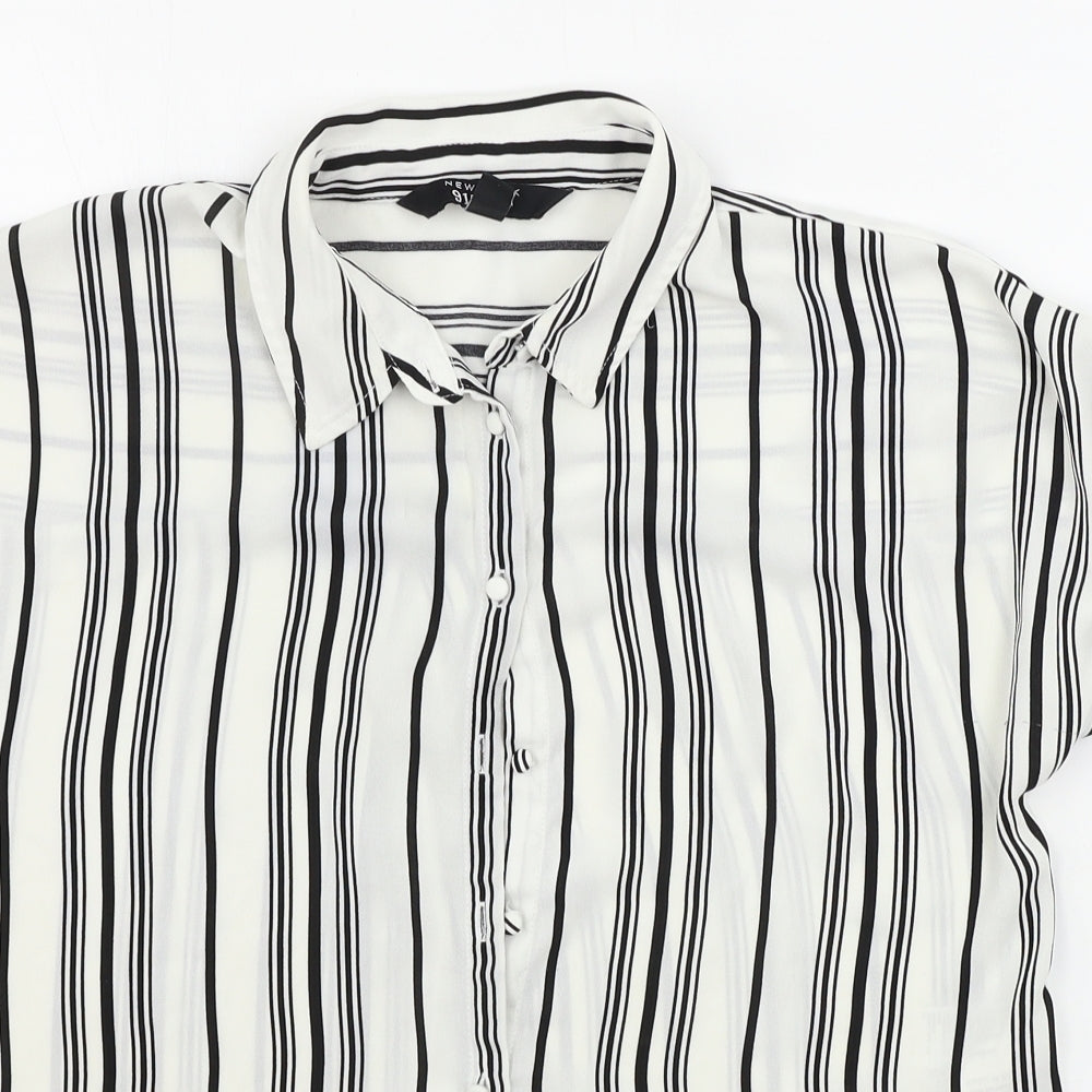 New Look  Girls White Striped  Basic Button-Up Size 14 Years