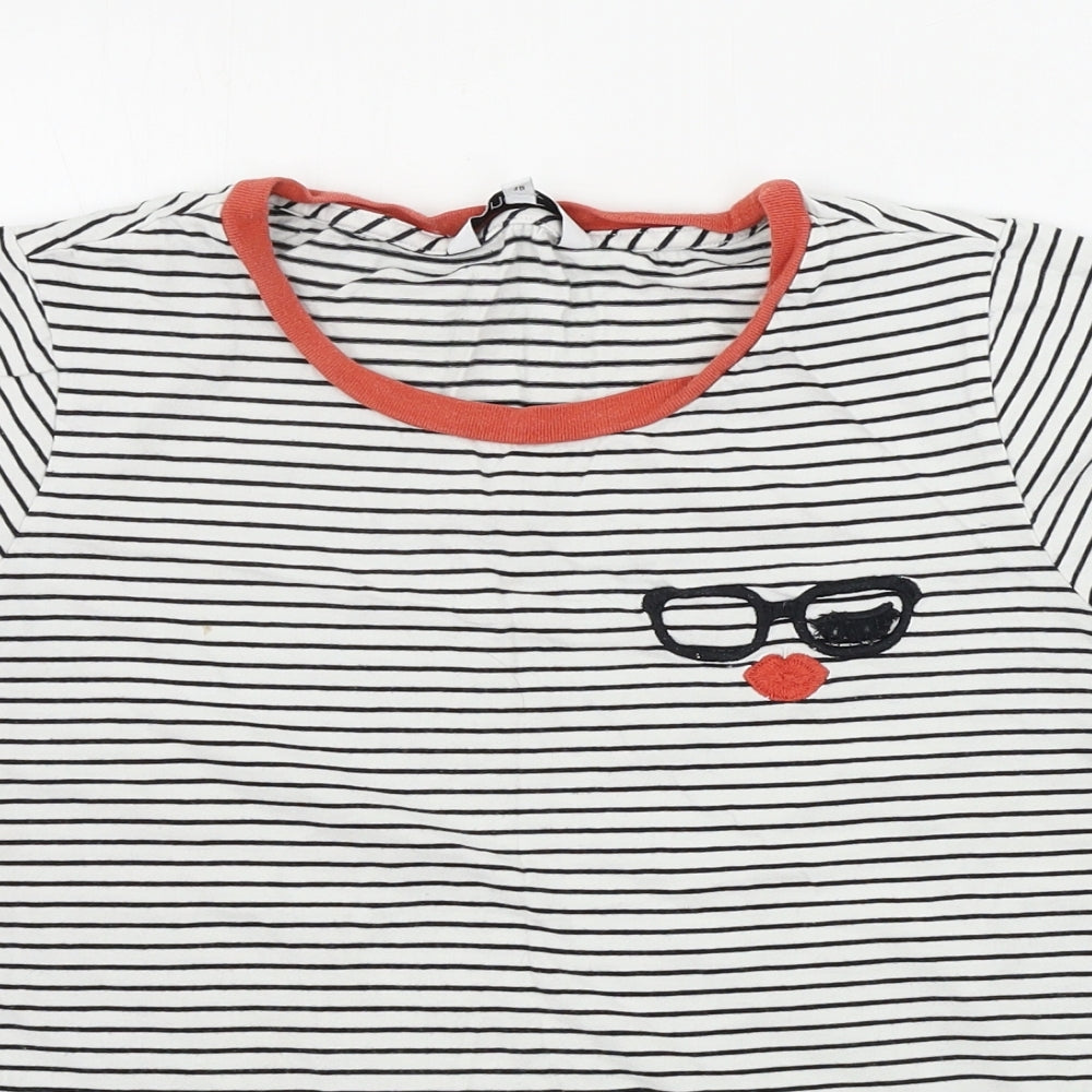 NEXT  Womens White Striped  Basic T-Shirt Size 10