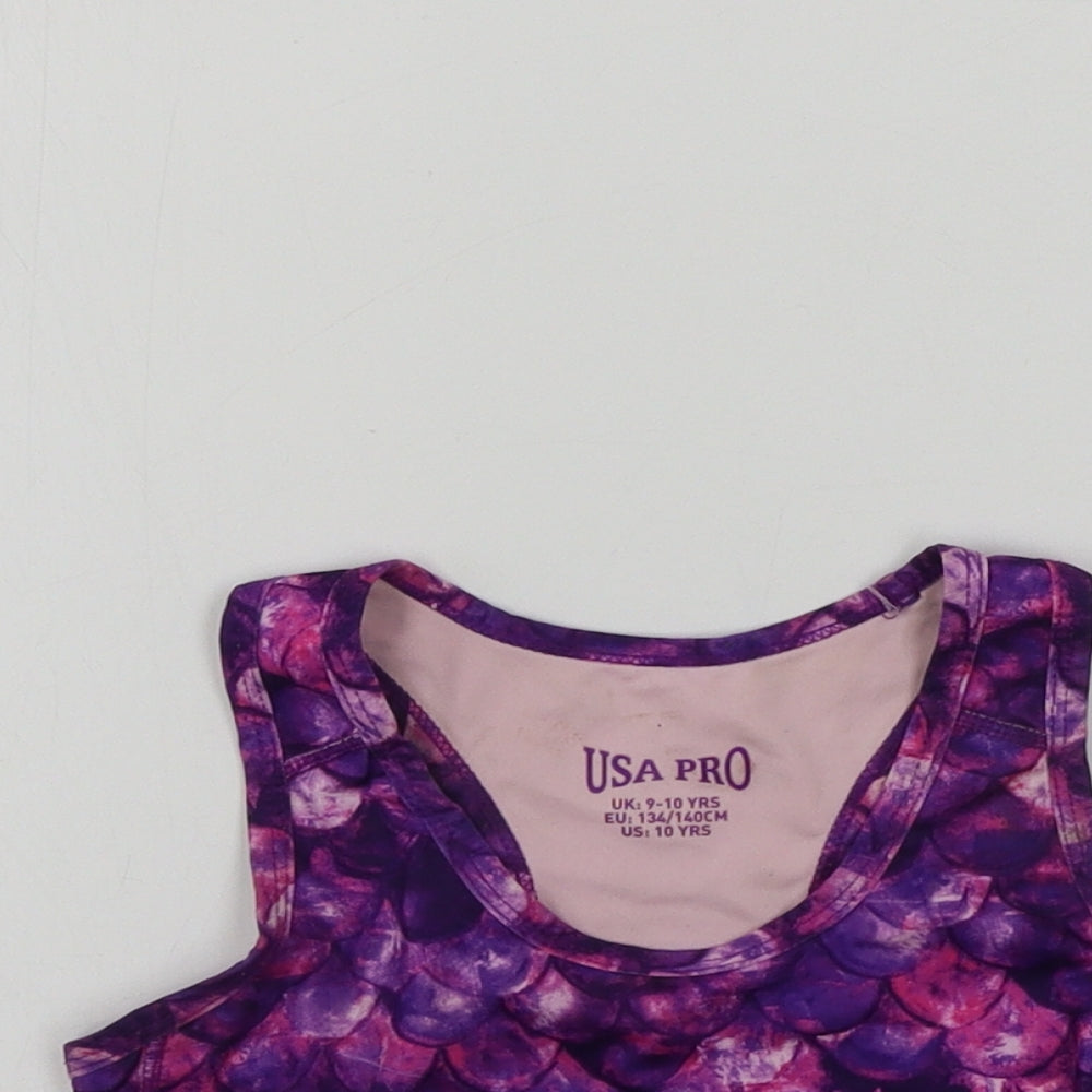 USA Pro Girls Purple   Cropped Tank Size 9-10 Years