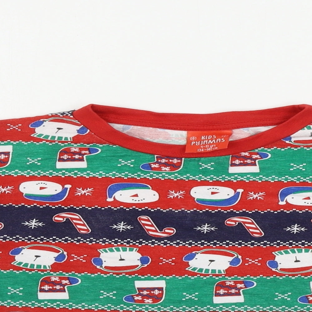 kids Boys Red Geometric  Basic T-Shirt Size 9-10 Years  - Christmas T Shirt