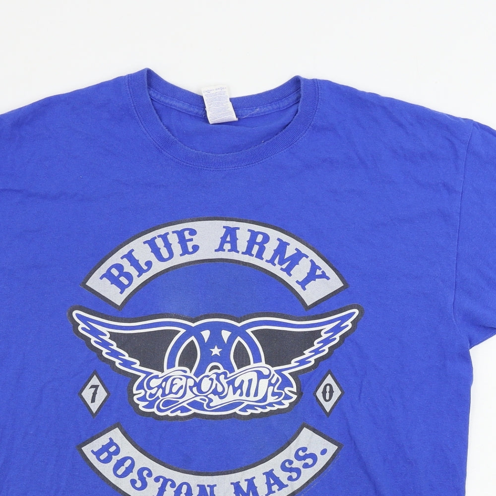 Gildan Mens Blue    T-Shirt Size L