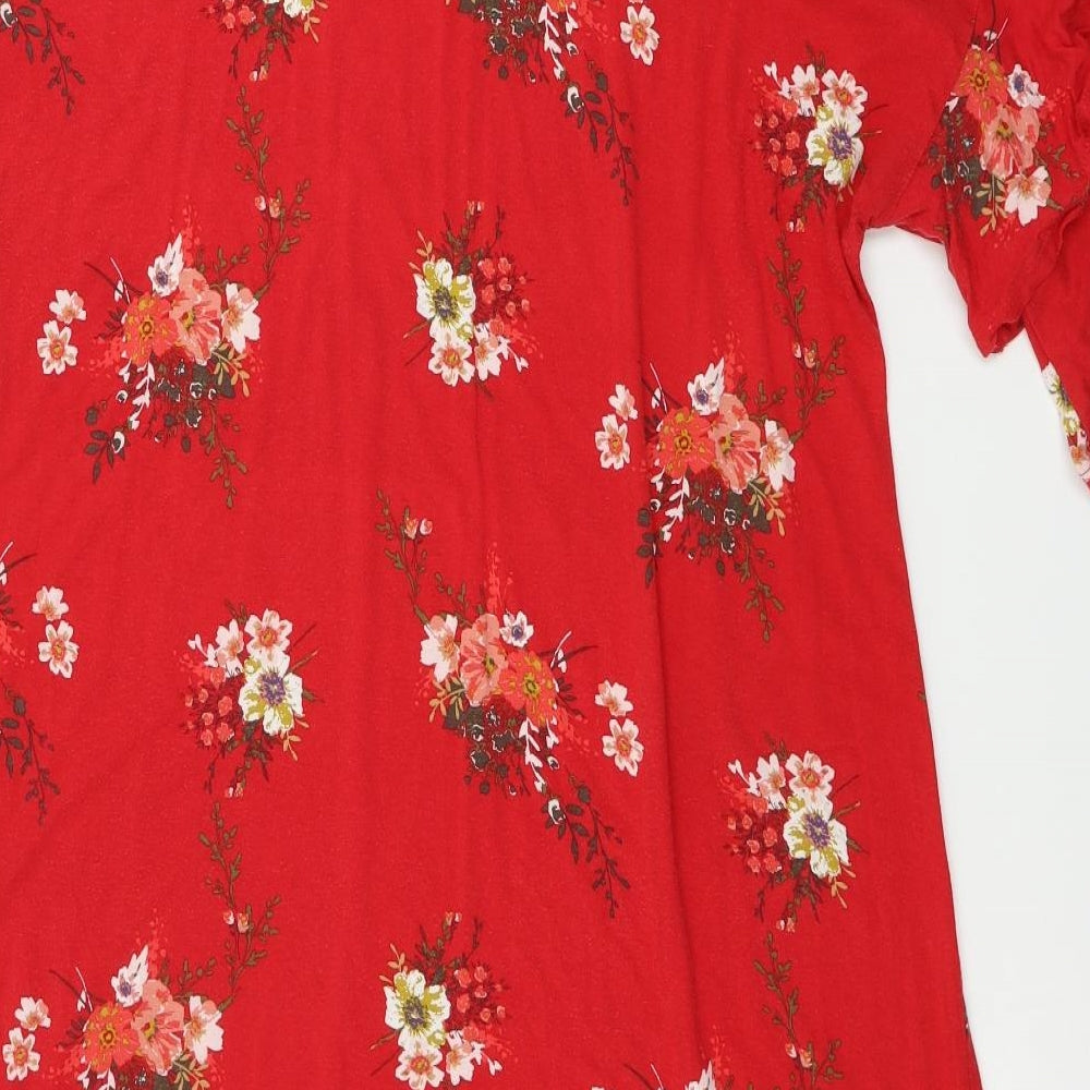 George  Womens Red Floral  A-Line  Size 16