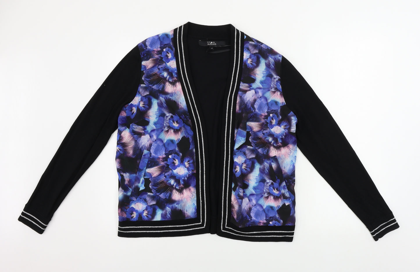 Julian MacDonald  Womens Black Floral  Cardigan Jumper Size 14