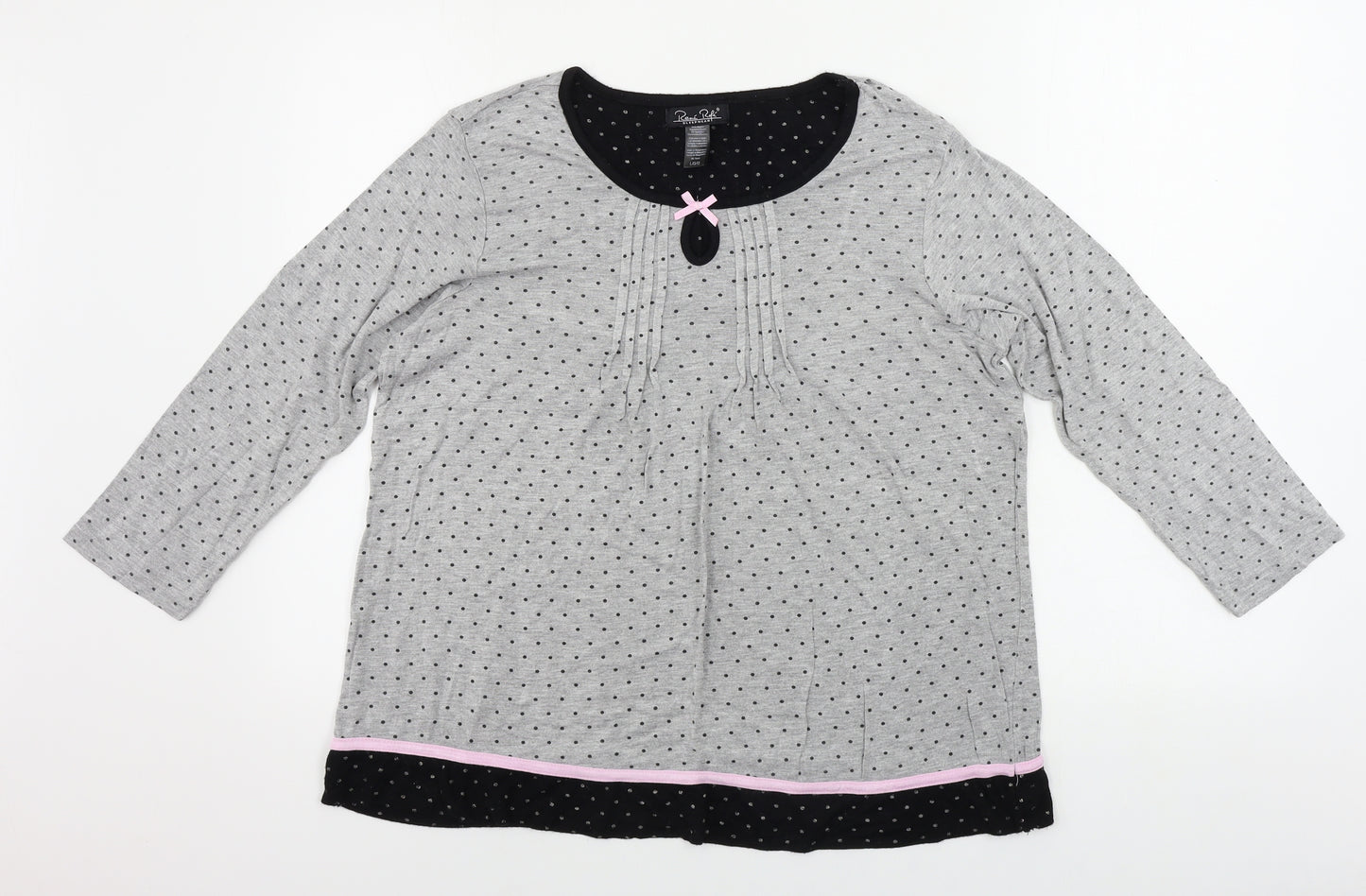 Reve Rofe Womens Grey Polka Dot  Basic Blouse Size L