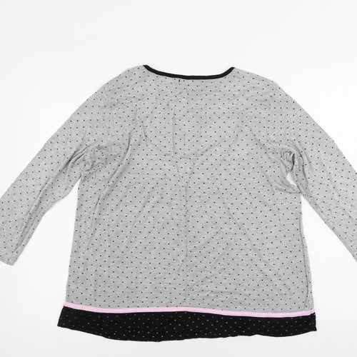Reve Rofe Womens Grey Polka Dot  Basic Blouse Size L