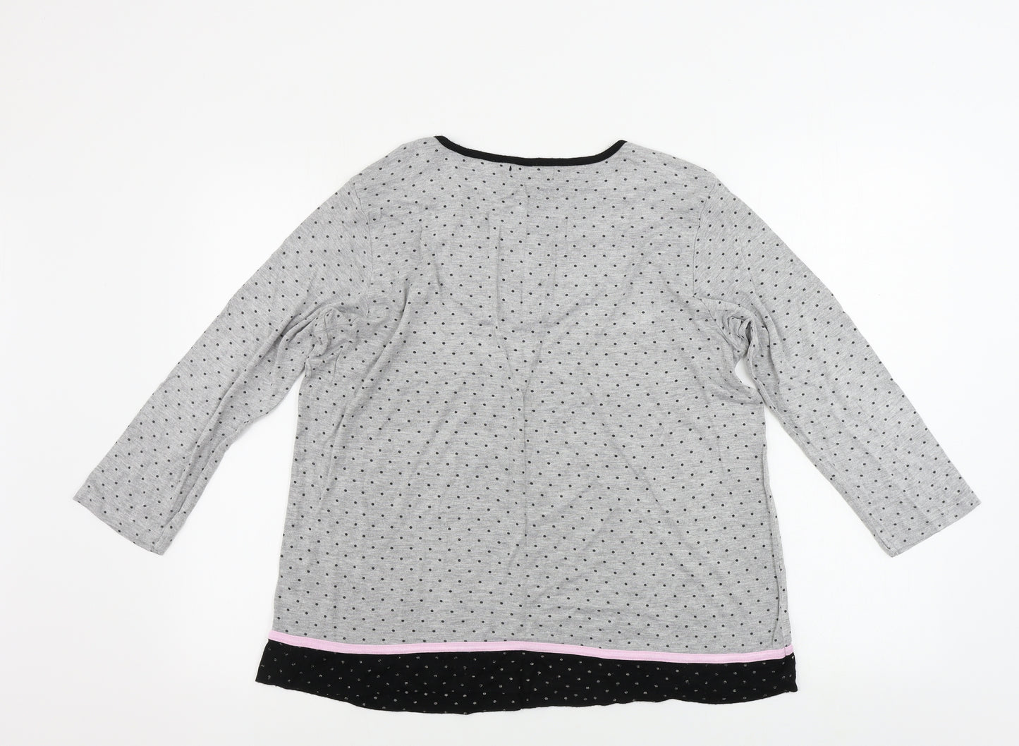 Reve Rofe Womens Grey Polka Dot  Basic Blouse Size L