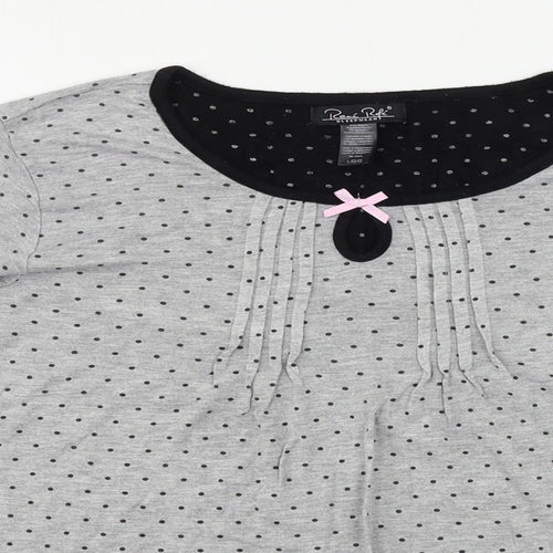 Reve Rofe Womens Grey Polka Dot  Basic Blouse Size L