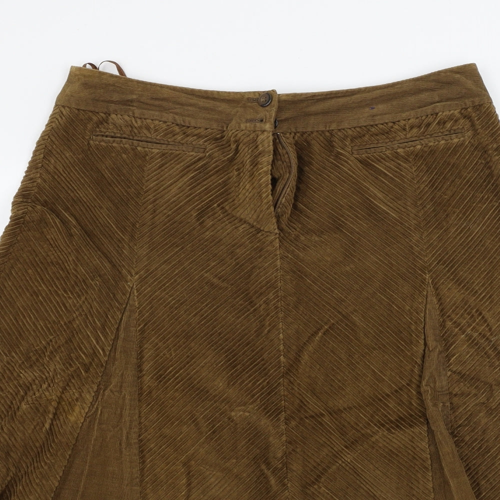 Per Una  Womens Brown  Corduroy A-Line Skirt Size 14