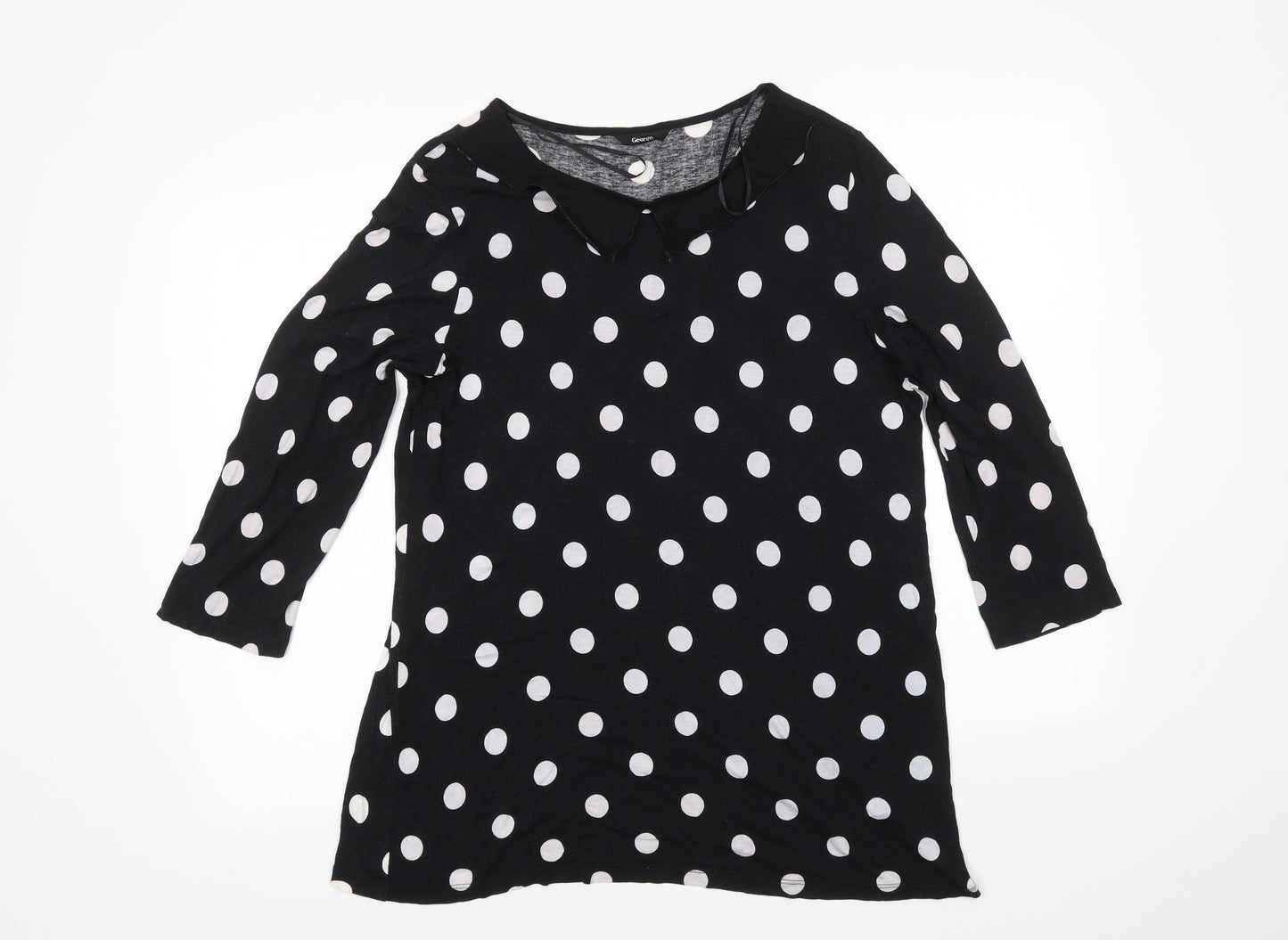 George Womens Black Polka Dot  Basic T-Shirt Size 16