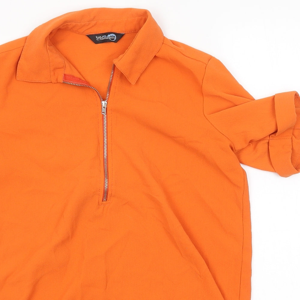 Blue Chameleon Womens Orange   Basic Blouse Size 10