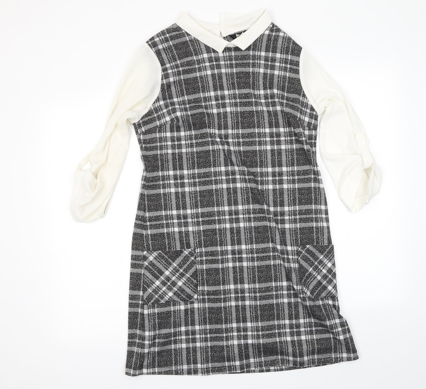 K&D London Womens Grey Check  Shirt Dress  Size 12
