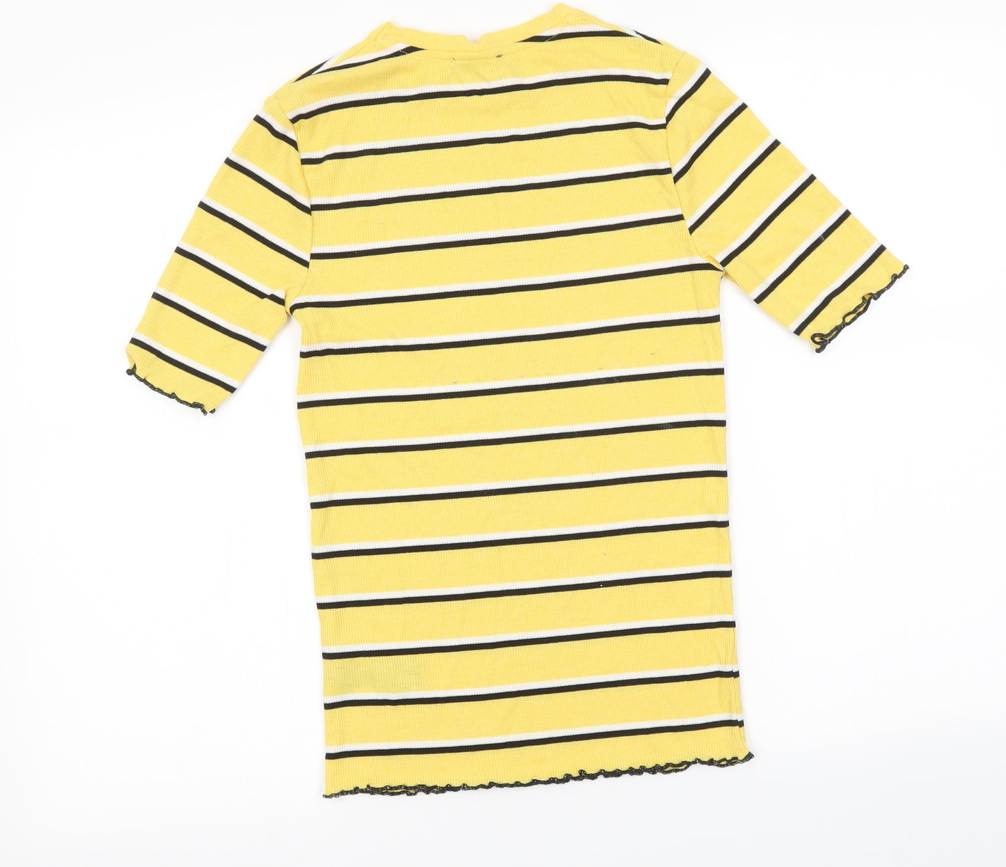 PEP&CO  Womens Yellow Striped  Basic T-Shirt Size 10