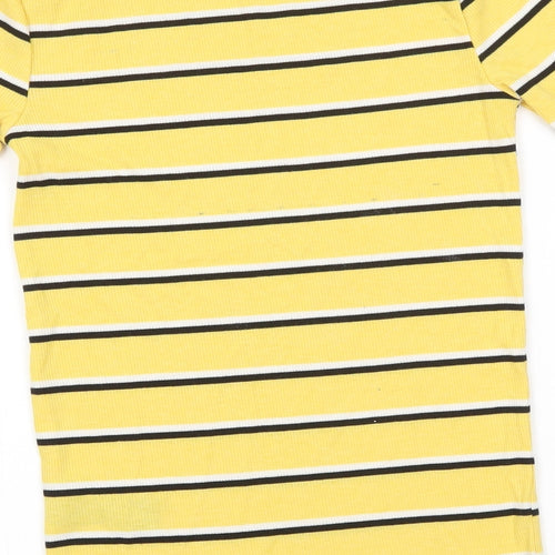 PEP&CO  Womens Yellow Striped  Basic T-Shirt Size 10