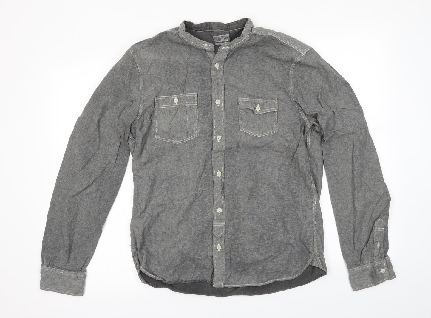 AllSaints Mens Grey    Button-Up Size L