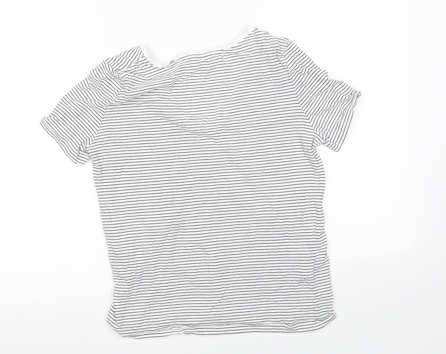 mng Womens White Striped  Basic T-Shirt Size S