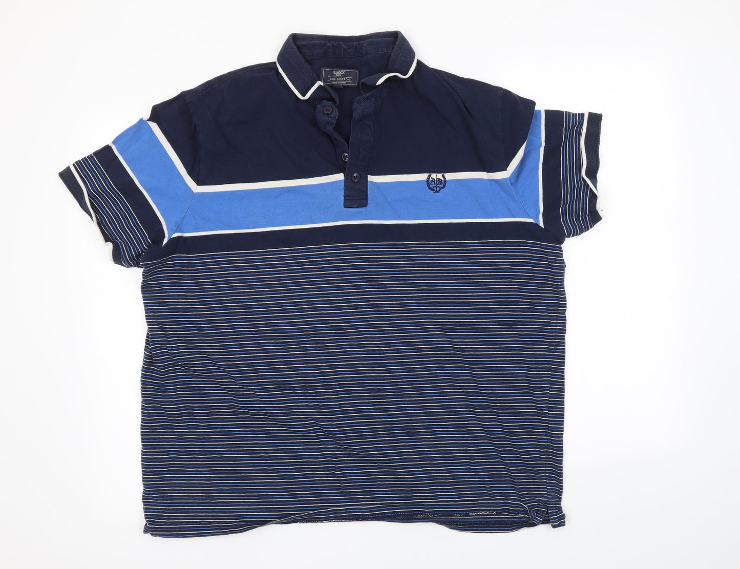 BHS Mens Blue Striped   Polo Size XL