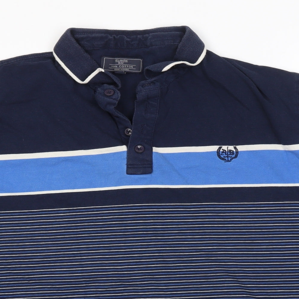 BHS Mens Blue Striped   Polo Size XL