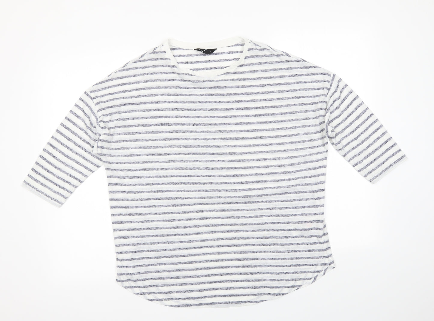 New Look Womens White Striped  Basic T-Shirt Size S