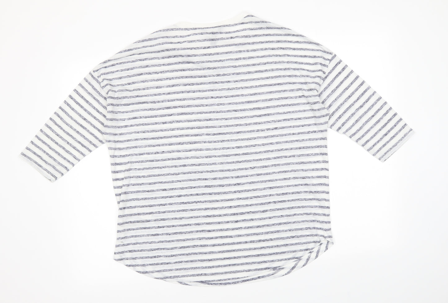 New Look Womens White Striped  Basic T-Shirt Size S