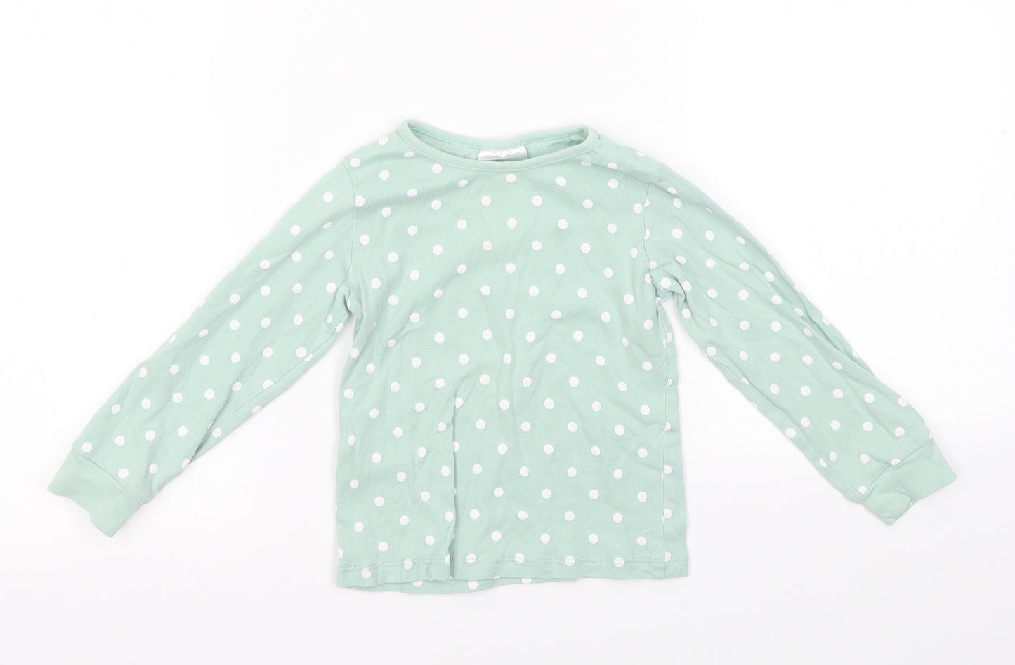 H&M Girls Green Polka Dot  Basic T-Shirt Size 3-4 Years
